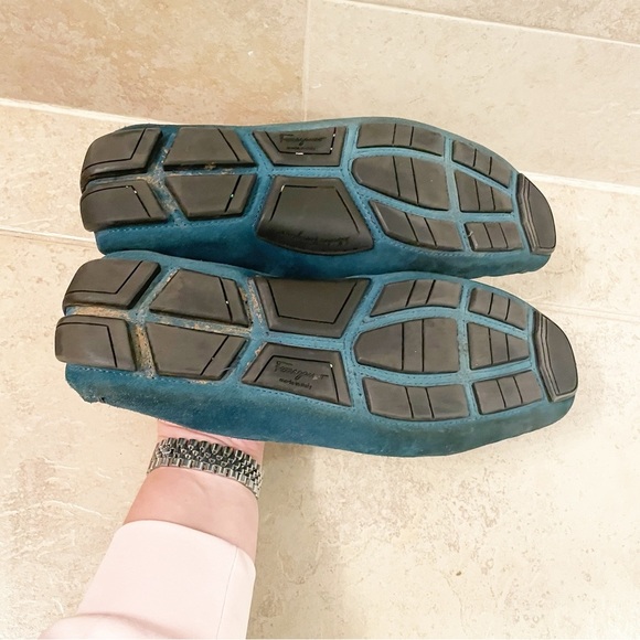Salvatore Ferragamo Teal Turquoise Green Blue Loafers - Picture 7 of 12